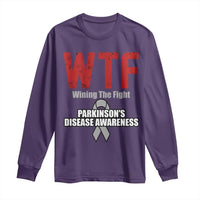 Parkinson's Awareness Long Sleeve Shirt WTF Winning The Fight Gray Ribbon Support Parkinsons Warriror