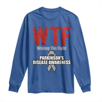 Parkinson's Awareness Long Sleeve Shirt WTF Winning The Fight Gray Ribbon Support Parkinsons Warriror