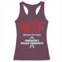 Parkinson's Awareness Racerback Tank Top WTF Winning The Fight Gray Ribbon Support Parkinsons Warriror