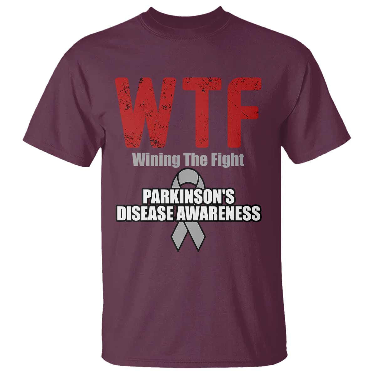Parkinson's Awareness T Shirt WTF Winning The Fight Gray Ribbon Support Parkinsons Warriror