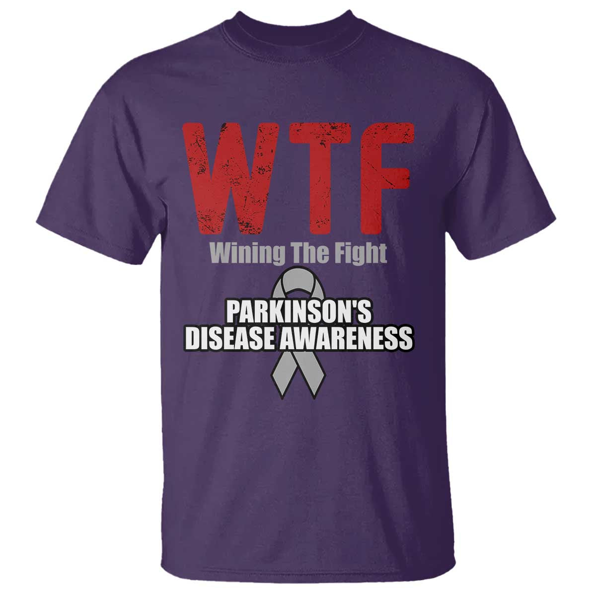 Parkinson's Awareness T Shirt WTF Winning The Fight Gray Ribbon Support Parkinsons Warriror
