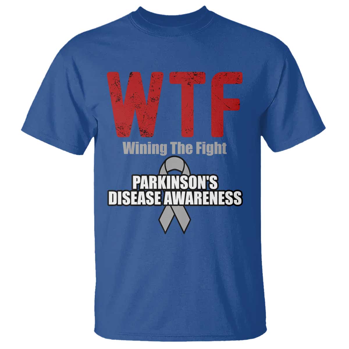 Parkinson's Awareness T Shirt WTF Winning The Fight Gray Ribbon Support Parkinsons Warriror