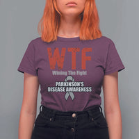 Parkinson's Awareness T Shirt For Women WTF Winning The Fight Gray Ribbon Support Parkinsons Warriror