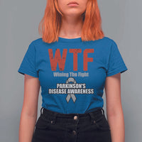 Parkinson's Awareness T Shirt For Women WTF Winning The Fight Gray Ribbon Support Parkinsons Warriror
