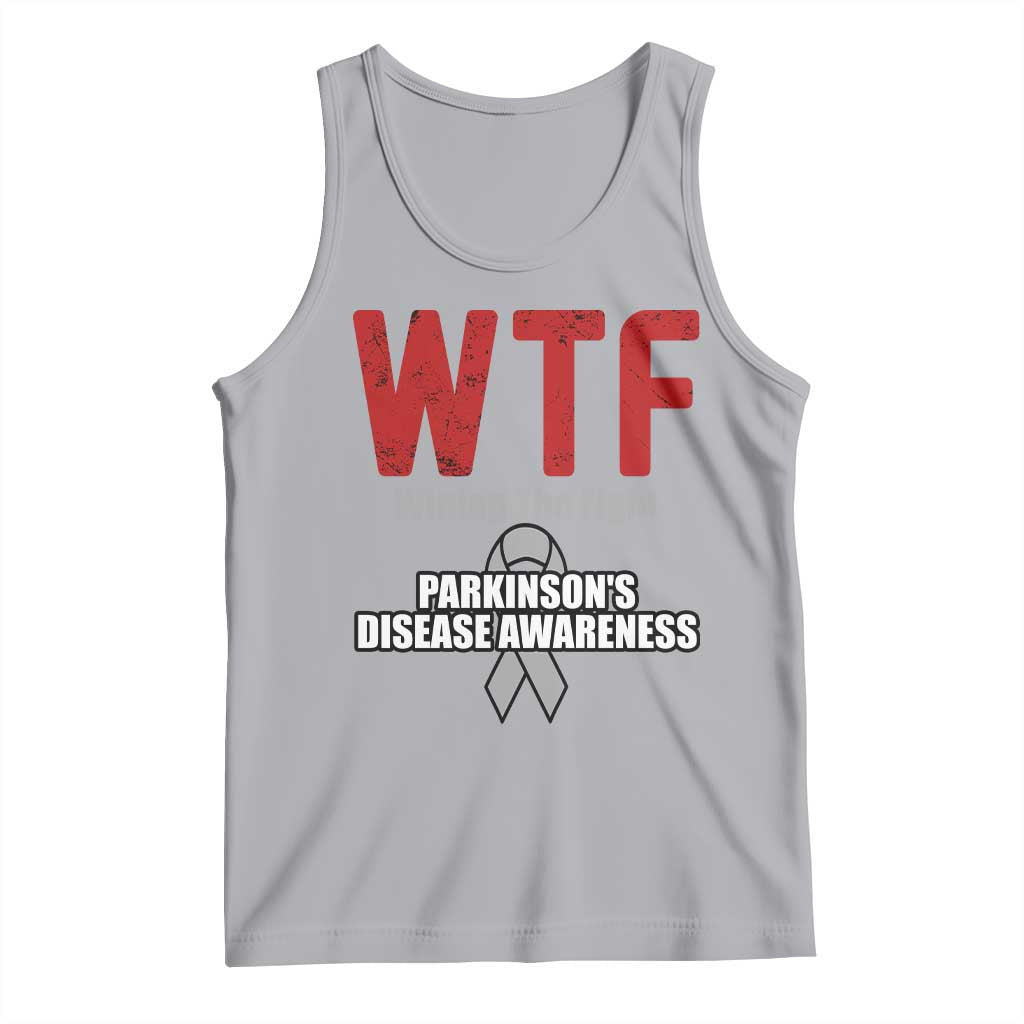 Parkinson's Awareness Tank Top WTF Winning The Fight Gray Ribbon Support Parkinsons Warriror
