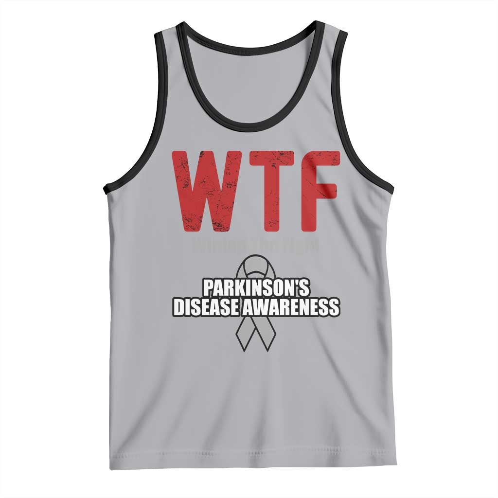 Parkinson's Awareness Tank Top WTF Winning The Fight Gray Ribbon Support Parkinsons Warriror