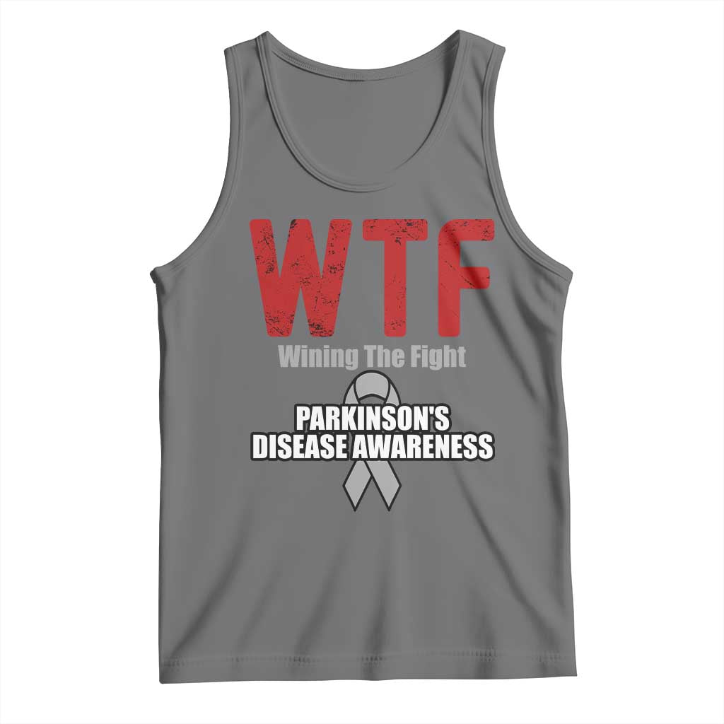Parkinson's Awareness Tank Top WTF Winning The Fight Gray Ribbon Support Parkinsons Warriror