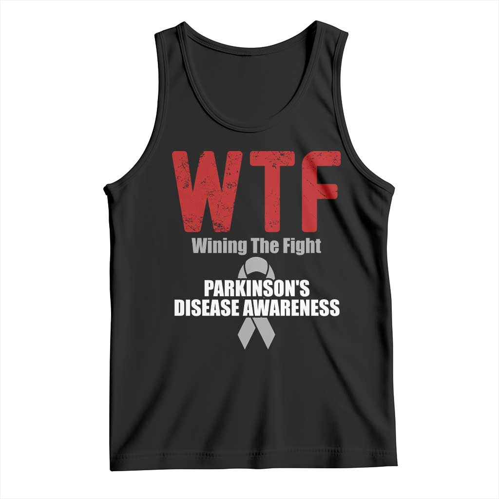 Parkinson's Awareness Tank Top WTF Winning The Fight Gray Ribbon Support Parkinsons Warriror
