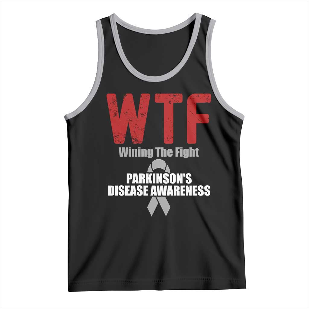 Parkinson's Awareness Tank Top WTF Winning The Fight Gray Ribbon Support Parkinsons Warriror