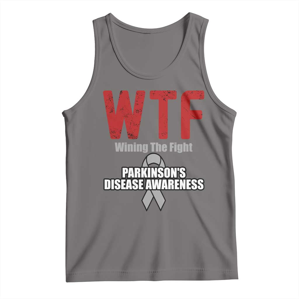 Parkinson's Awareness Tank Top WTF Winning The Fight Gray Ribbon Support Parkinsons Warriror