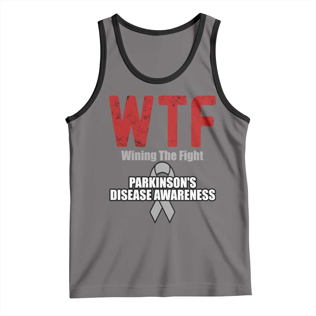 Parkinson's Awareness Tank Top WTF Winning The Fight Gray Ribbon Support Parkinsons Warriror