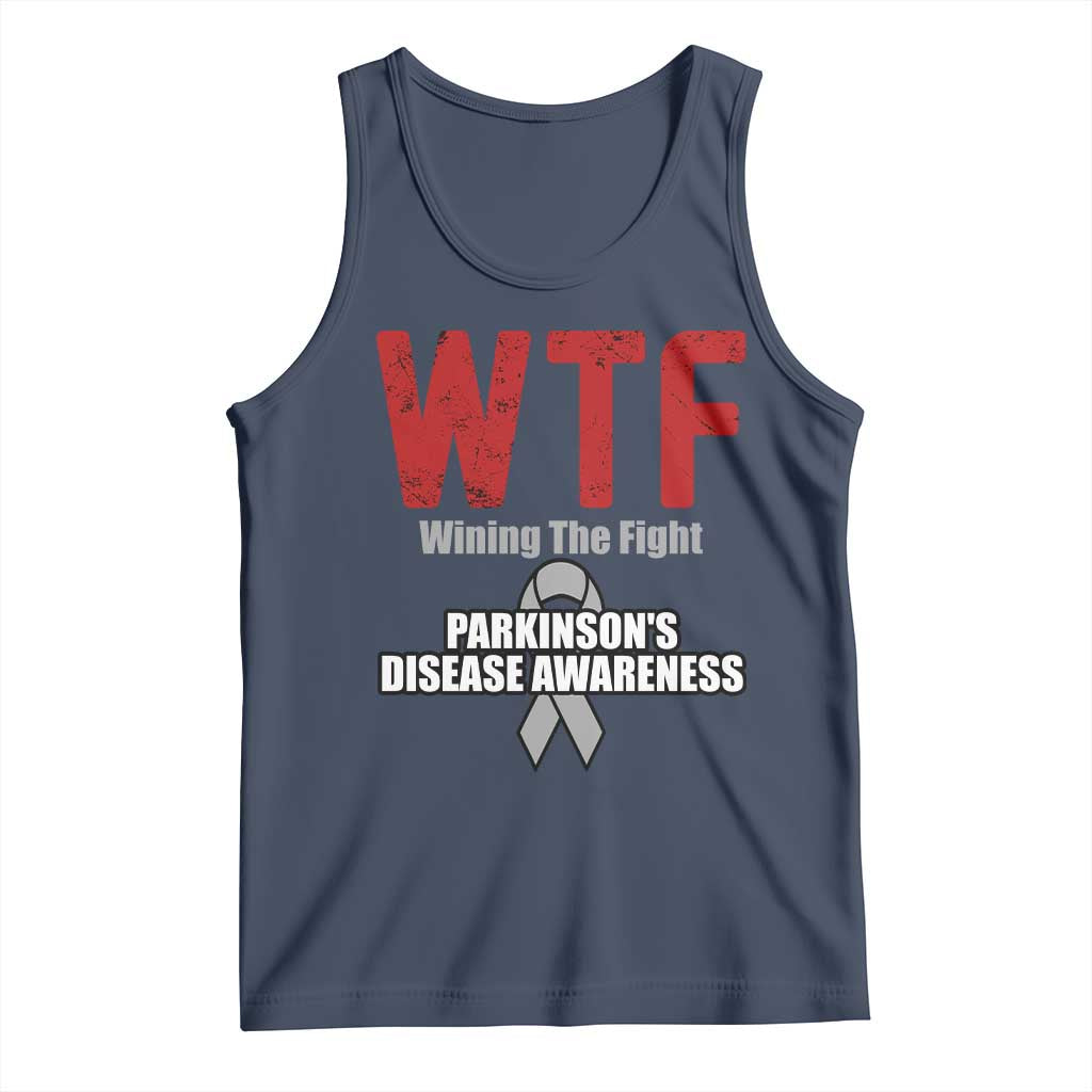 Parkinson's Awareness Tank Top WTF Winning The Fight Gray Ribbon Support Parkinsons Warriror