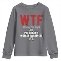 Parkinson's Awareness Youth Sweatshirt WTF Winning The Fight Gray Ribbon Support Parkinsons Warriror