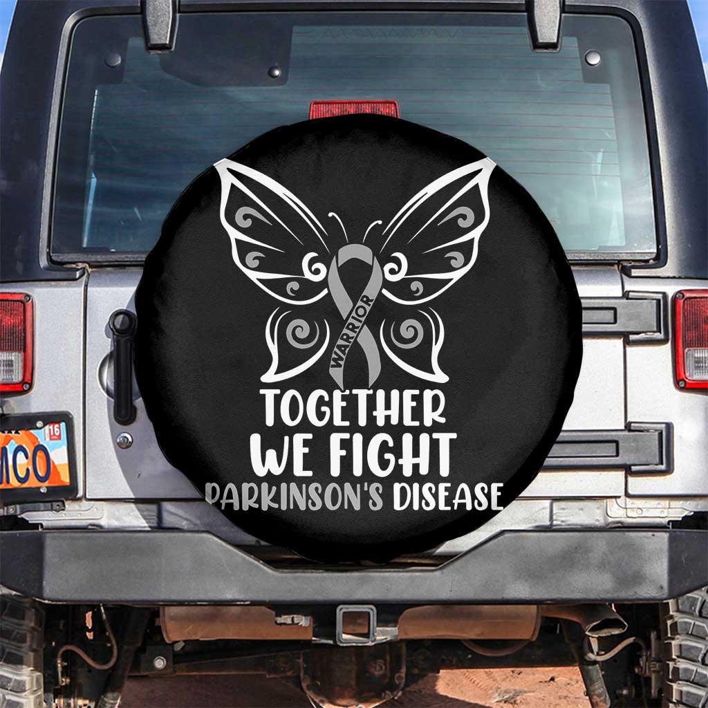 Parkinson's Awareness Spare Tire Cover We Fight Together Support Squad Gray Ribbon Butterfly