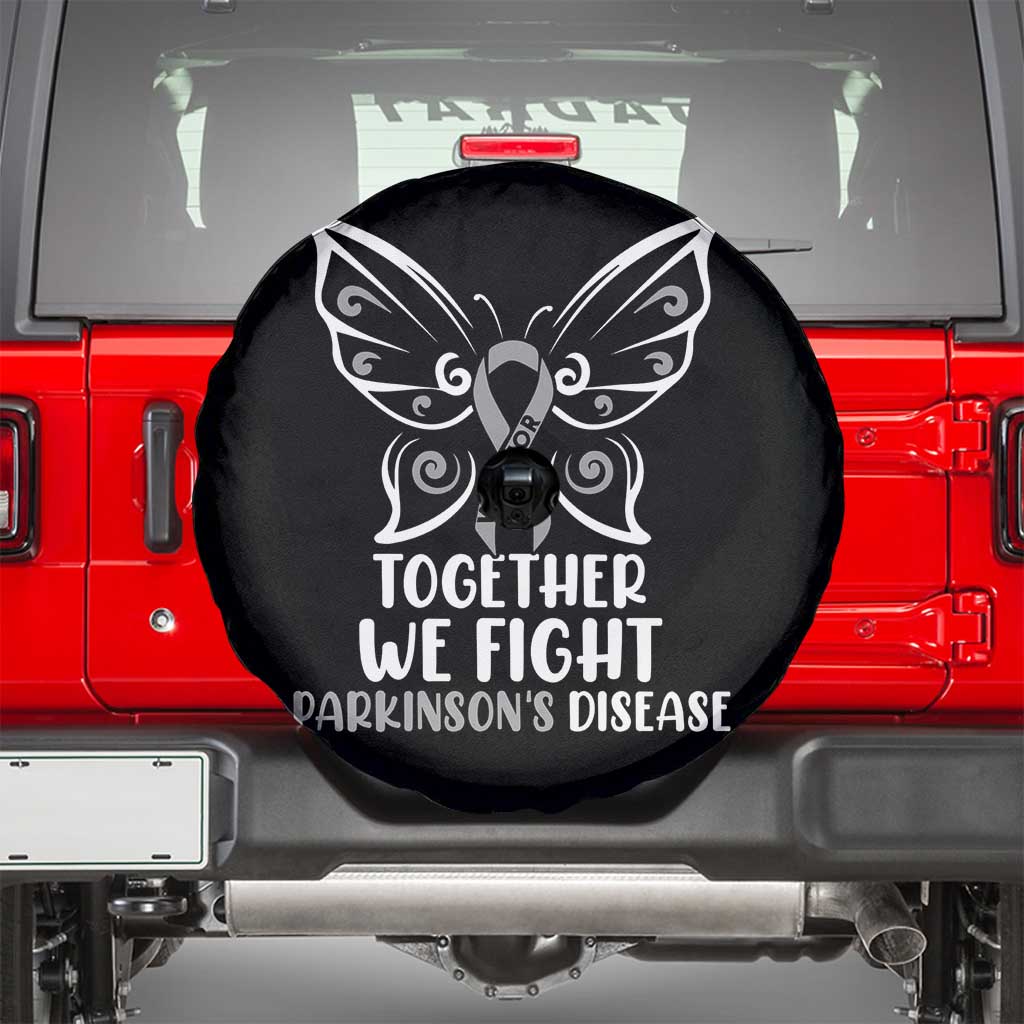 Parkinson's Awareness Spare Tire Cover We Fight Together Support Squad Gray Ribbon Butterfly