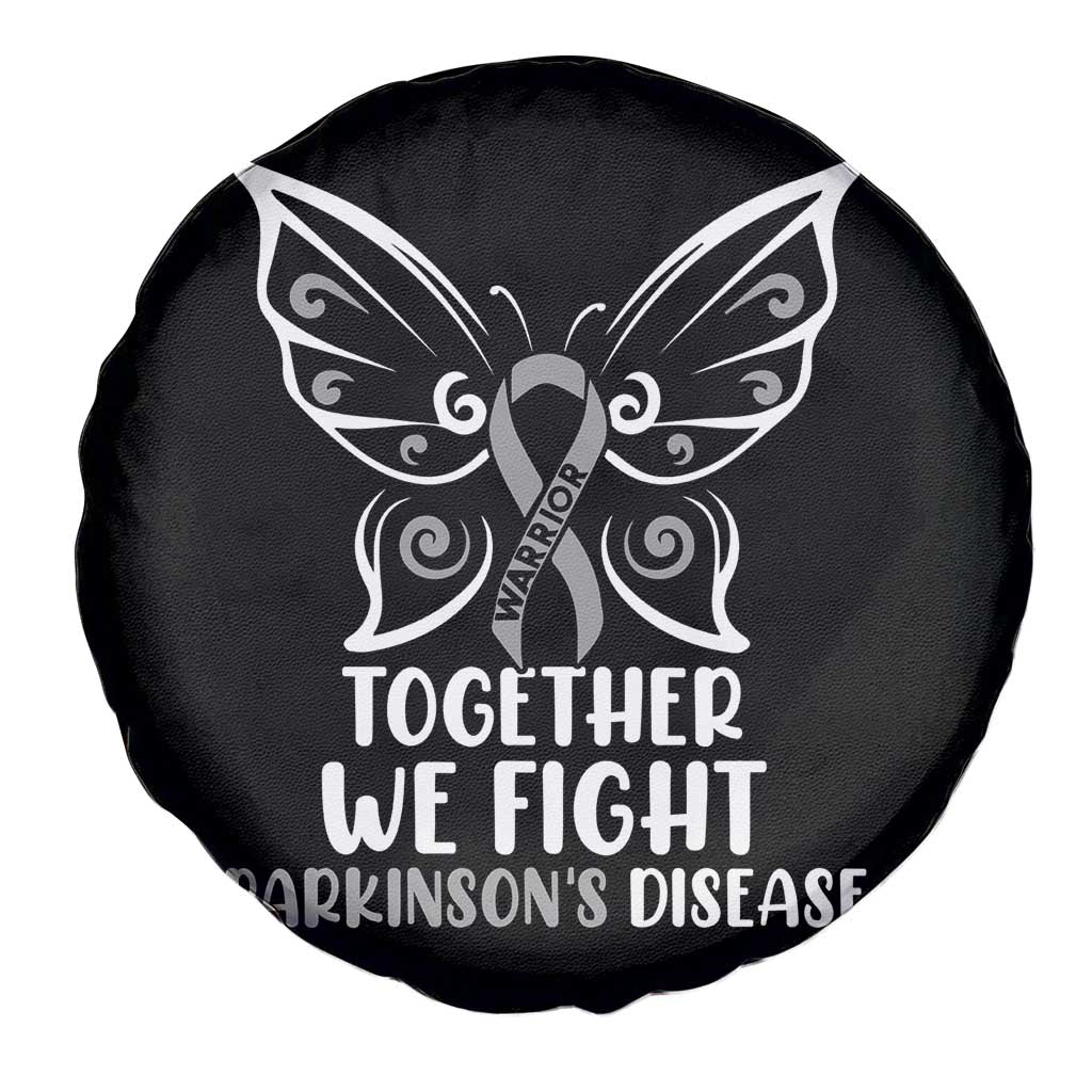 Parkinson's Awareness Spare Tire Cover We Fight Together Support Squad Gray Ribbon Butterfly