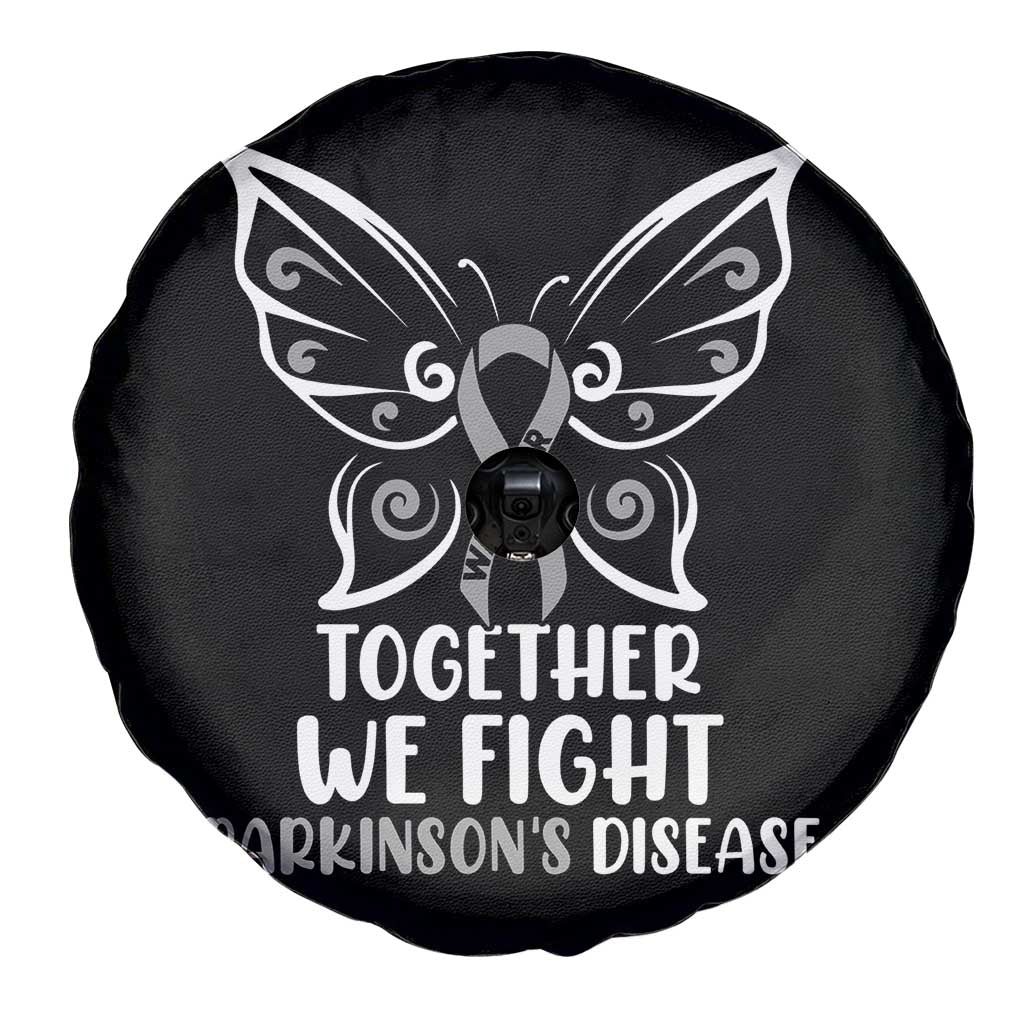 Parkinson's Awareness Spare Tire Cover We Fight Together Support Squad Gray Ribbon Butterfly