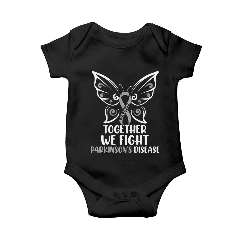Parkinson's Awareness Baby Onesie We Fight Together Support Squad Gray Ribbon Butterfly