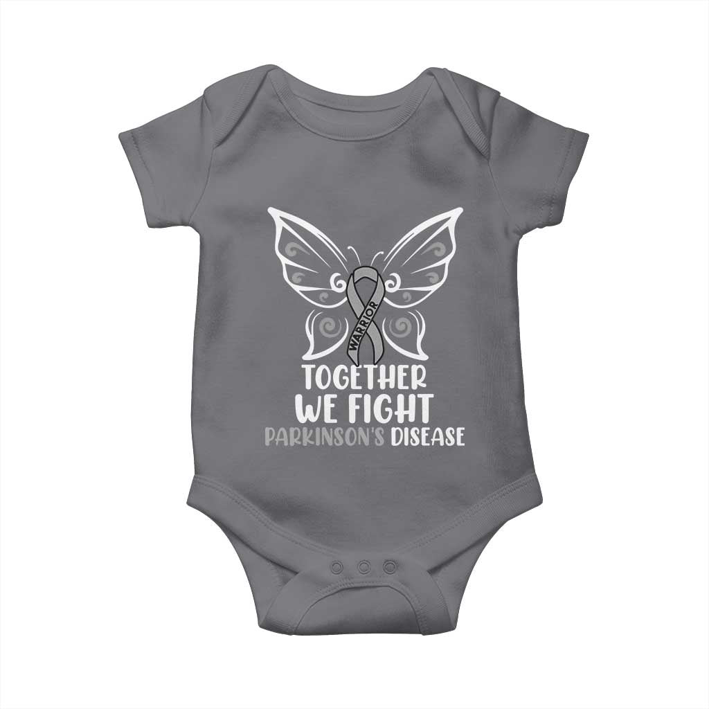 Parkinson's Awareness Baby Onesie We Fight Together Support Squad Gray Ribbon Butterfly