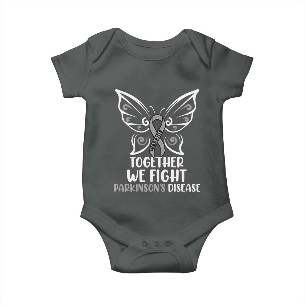 Parkinson's Awareness Baby Onesie We Fight Together Support Squad Gray Ribbon Butterfly