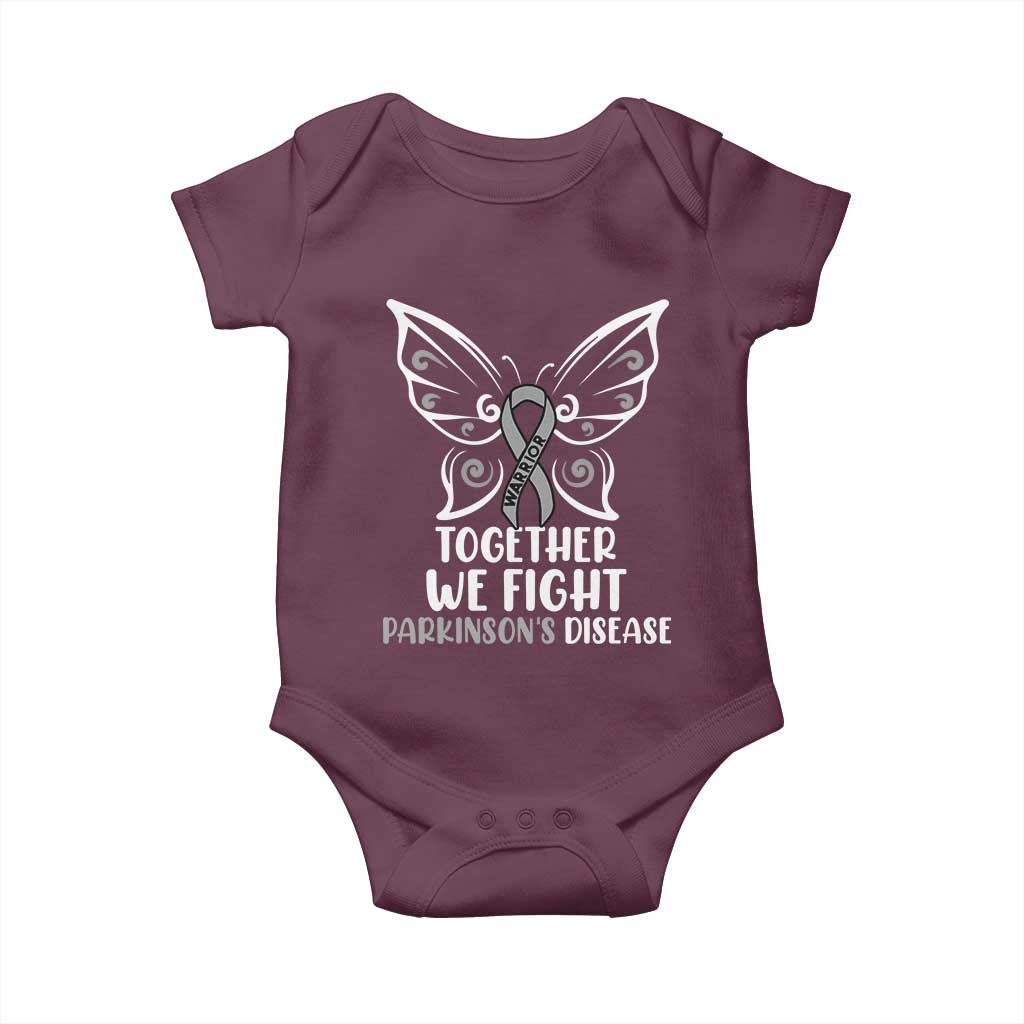 Parkinson's Awareness Baby Onesie We Fight Together Support Squad Gray Ribbon Butterfly