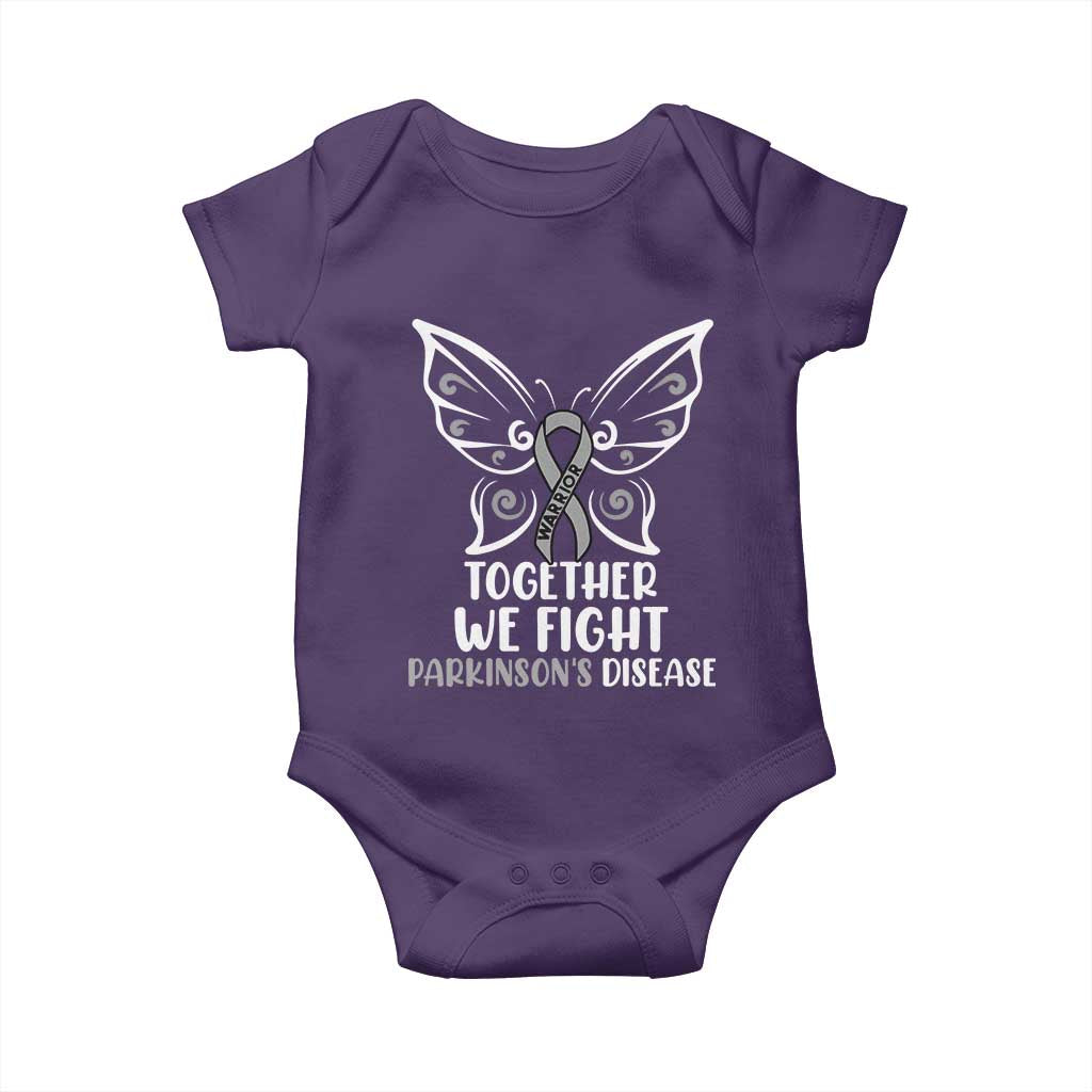 Parkinson's Awareness Baby Onesie We Fight Together Support Squad Gray Ribbon Butterfly