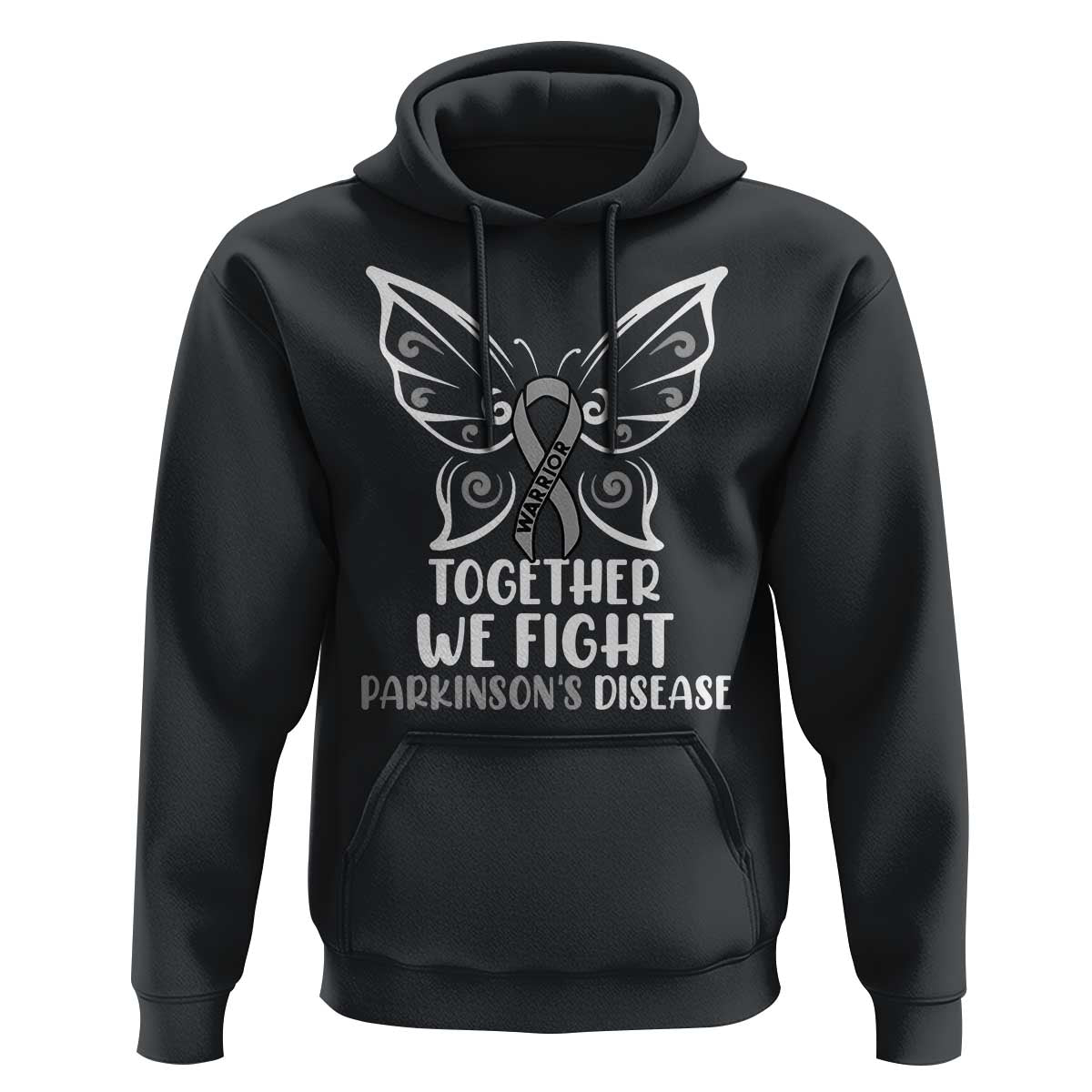 Parkinson's Awareness Hoodie We Fight Together Support Squad Gray Ribbon Butterfly
