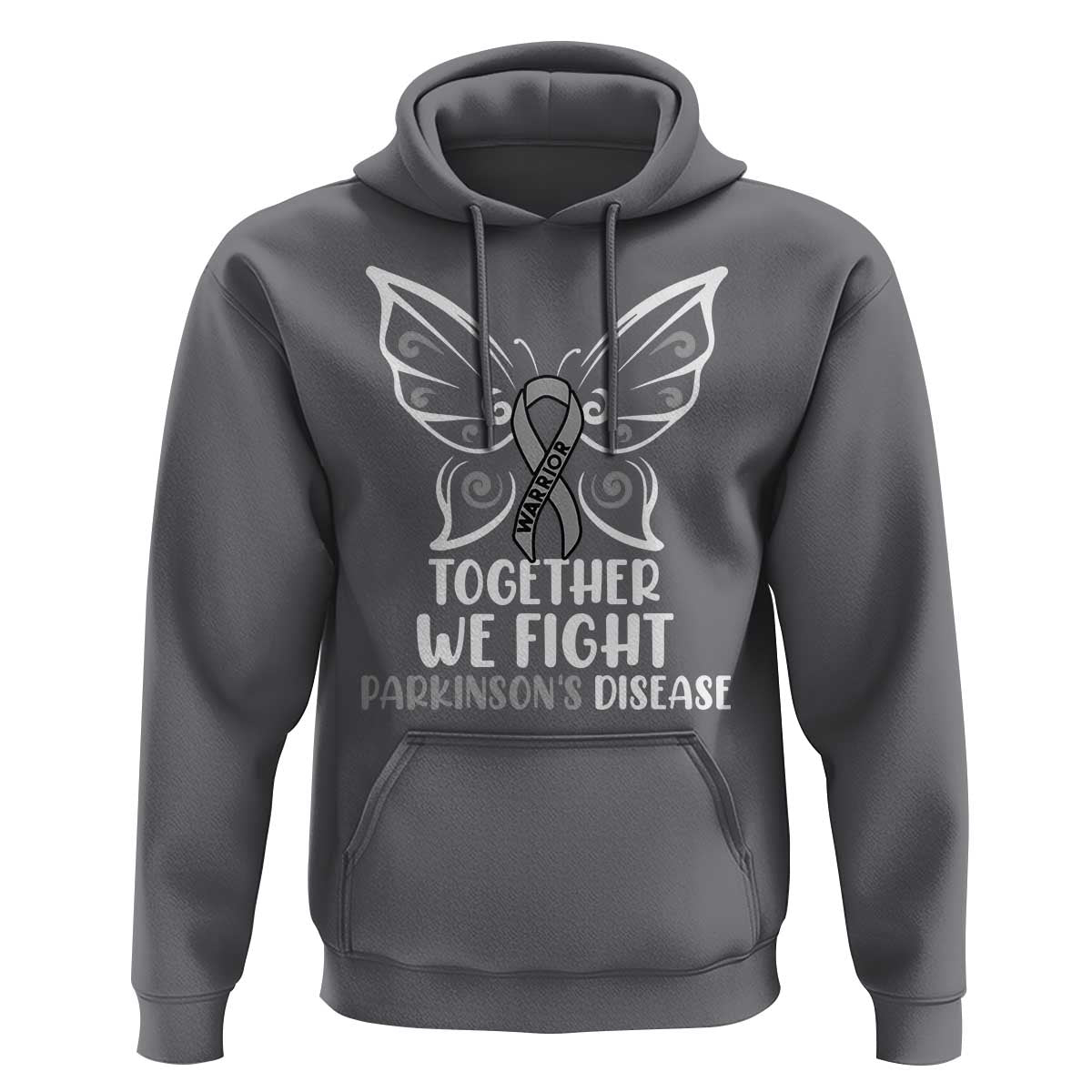 Parkinson's Awareness Hoodie We Fight Together Support Squad Gray Ribbon Butterfly