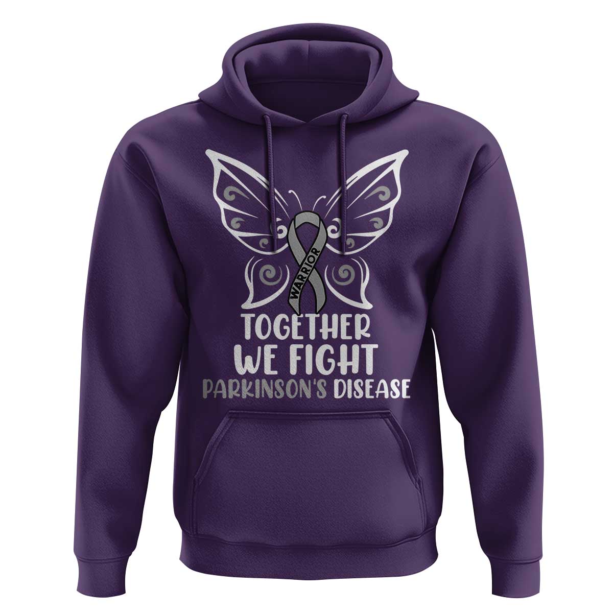 Parkinson's Awareness Hoodie We Fight Together Support Squad Gray Ribbon Butterfly