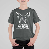 Parkinson's Awareness T Shirt For Kid We Fight Together Support Squad Gray Ribbon Butterfly