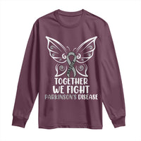Parkinson's Awareness Long Sleeve Shirt We Fight Together Support Squad Gray Ribbon Butterfly