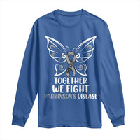 Parkinson's Awareness Long Sleeve Shirt We Fight Together Support Squad Gray Ribbon Butterfly