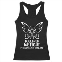 Parkinson's Awareness Racerback Tank Top We Fight Together Support Squad Gray Ribbon Butterfly