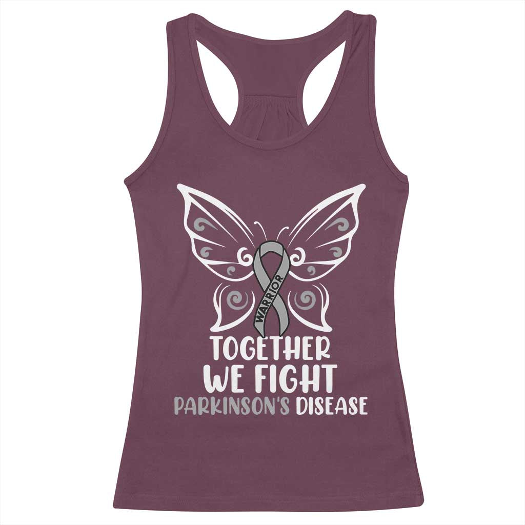 Parkinson's Awareness Racerback Tank Top We Fight Together Support Squad Gray Ribbon Butterfly