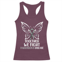 Parkinson's Awareness Racerback Tank Top We Fight Together Support Squad Gray Ribbon Butterfly