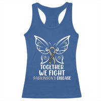 Parkinson's Awareness Racerback Tank Top We Fight Together Support Squad Gray Ribbon Butterfly