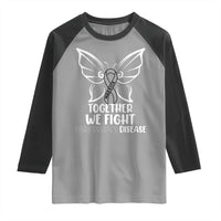 Parkinson's Awareness Raglan Shirt We Fight Together Support Squad Gray Ribbon Butterfly