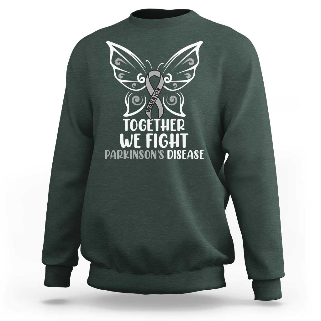 Parkinson's Awareness Sweatshirt We Fight Together Support Squad Gray Ribbon Butterfly