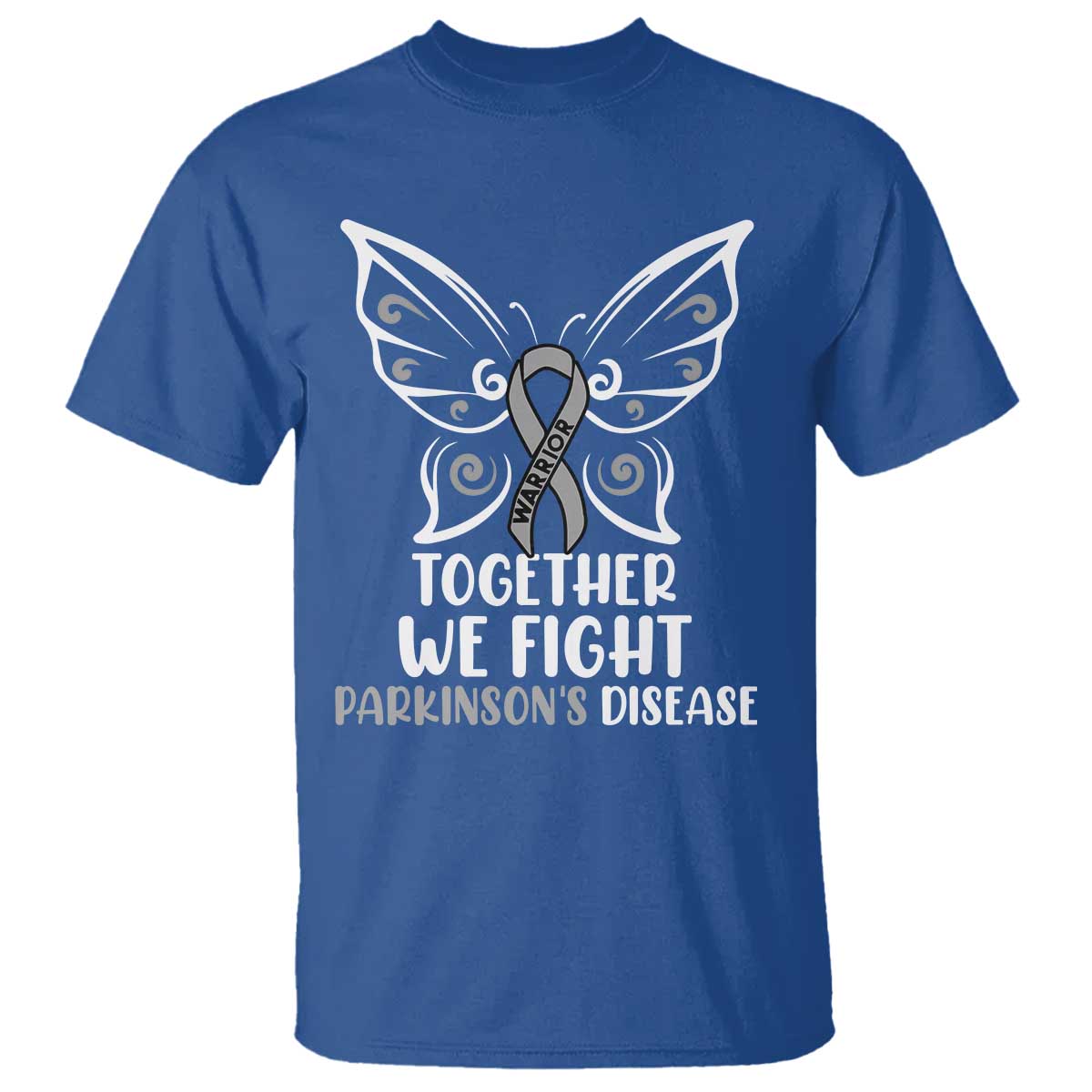 Parkinson's Awareness T Shirt We Fight Together Support Squad Gray Ribbon Butterfly