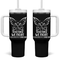 Parkinson's Awareness Tumbler With Handle We Fight Together Support Squad Gray Ribbon Butterfly