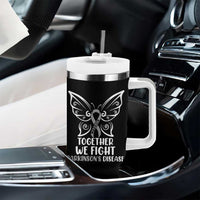 Parkinson's Awareness Tumbler With Handle We Fight Together Support Squad Gray Ribbon Butterfly