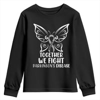 Parkinson's Awareness Youth Sweatshirt We Fight Together Support Squad Gray Ribbon Butterfly