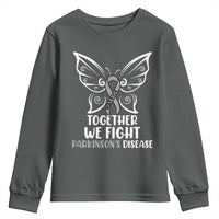 Parkinson's Awareness Youth Sweatshirt We Fight Together Support Squad Gray Ribbon Butterfly