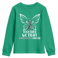 Parkinson's Awareness Youth Sweatshirt We Fight Together Support Squad Gray Ribbon Butterfly