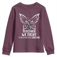 Parkinson's Awareness Youth Sweatshirt We Fight Together Support Squad Gray Ribbon Butterfly