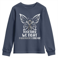 Parkinson's Awareness Youth Sweatshirt We Fight Together Support Squad Gray Ribbon Butterfly