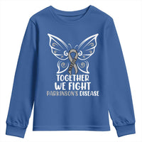 Parkinson's Awareness Youth Sweatshirt We Fight Together Support Squad Gray Ribbon Butterfly