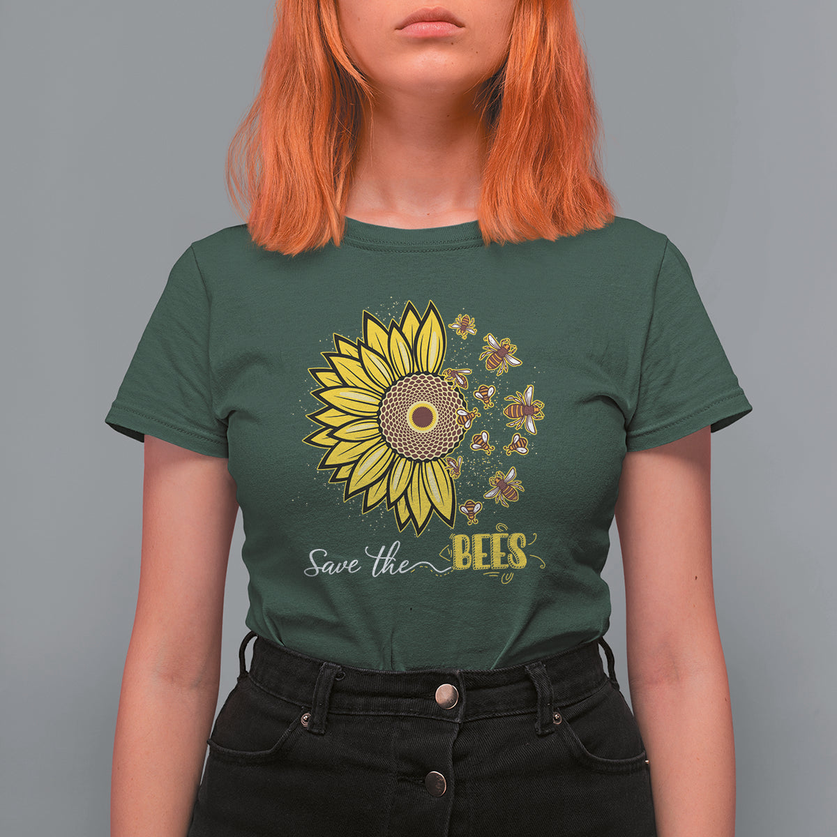 Sunflower Botanical Bee Save The Bees Inspirational Beekeeping Beekeeper T Shirt For Women - Wonder Print Shop