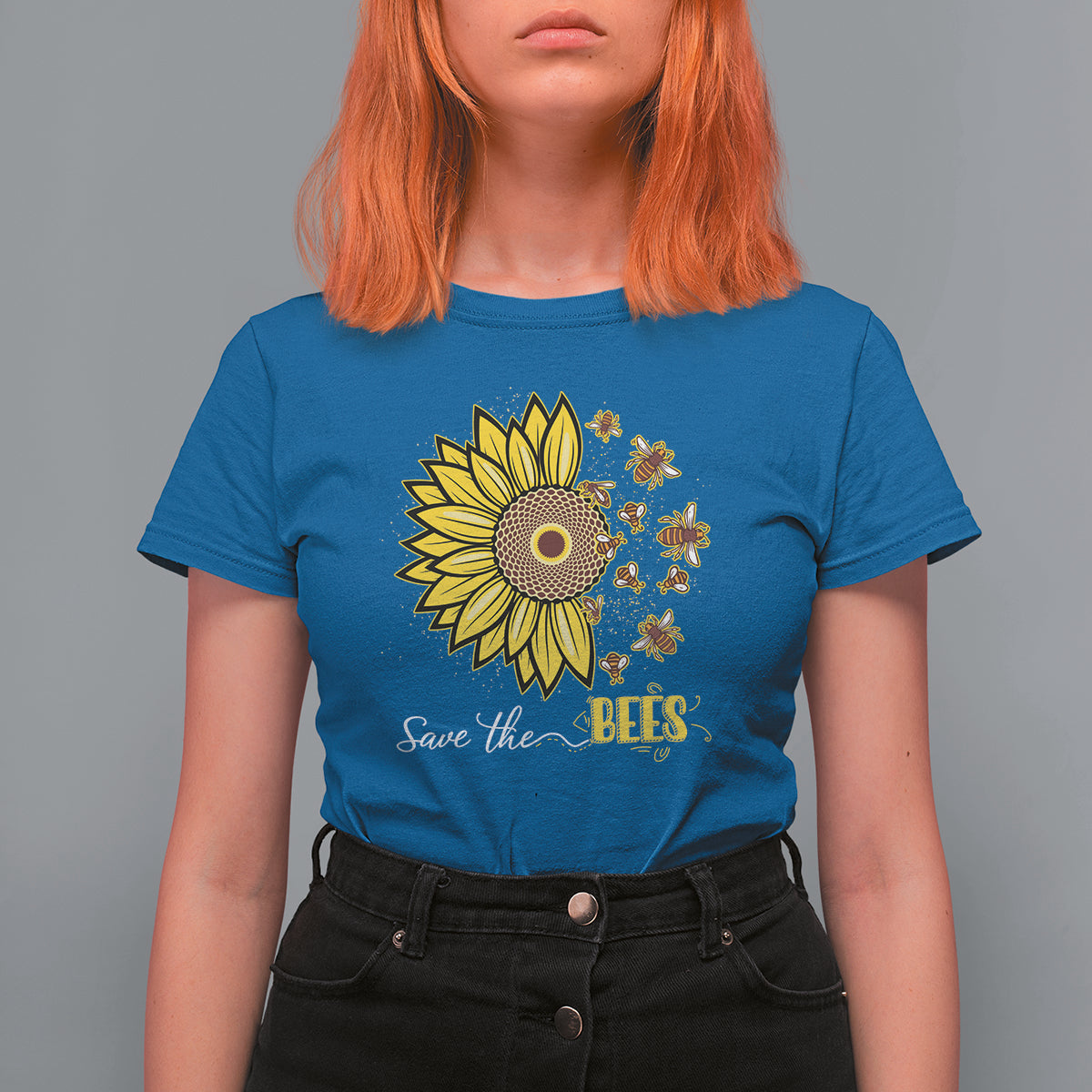 Sunflower Botanical Bee Save The Bees Inspirational Beekeeping Beekeeper T Shirt For Women - Wonder Print Shop