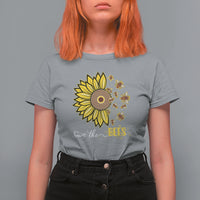 Sunflower Botanical Bee Save The Bees Inspirational Beekeeping Beekeeper T Shirt For Women - Wonder Print Shop